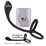 Vékony análdildó pénisz- és heregyűrűvel  - Black Velvets (fekete)